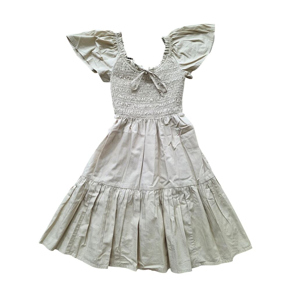 Gap Smocked Babydoll Puff Sleeve Mini Dress Cream Size XXS - Picture 1 of 8
